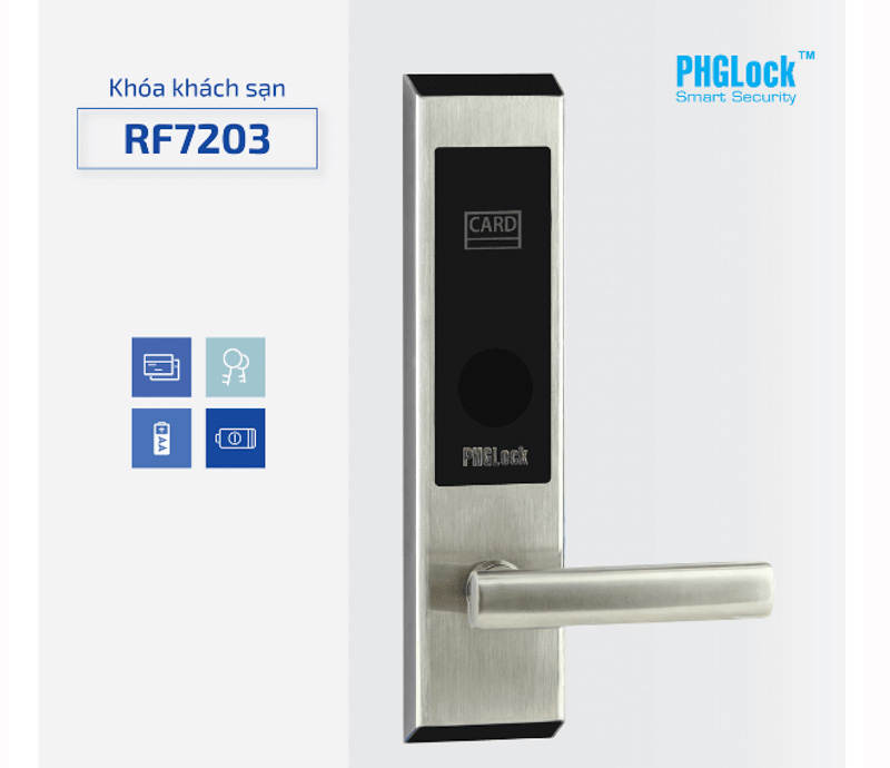 Sản phẩm khóa khách sạn PHGlock RF7203 - R sở hữu thiết kế đơn giản nhưng vô cùng hiện đại và sang trọng