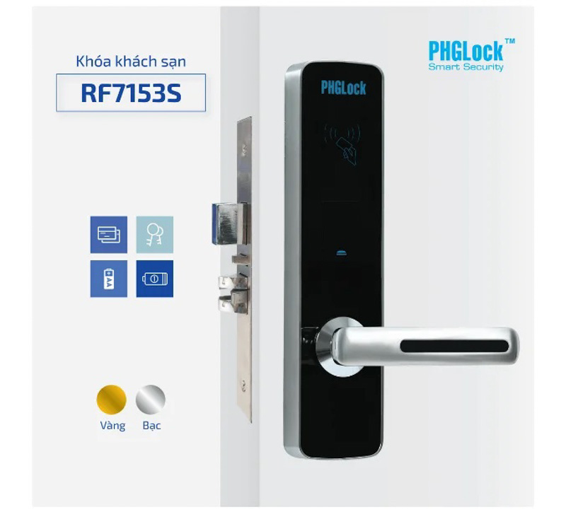 Sản phẩm khóa khách sạn PHGlock RF7153S - R sở hữu thiết kế đơn giản nhưng vô cùng hiện đại và sang trọng