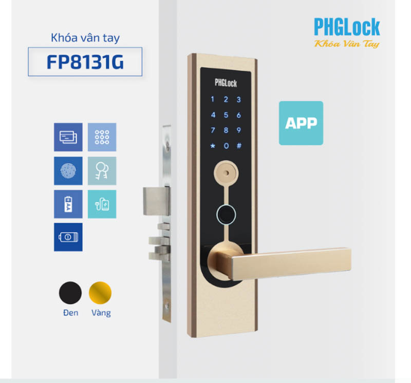 Khóa vân tay PHGlock FP8131G - R APP sở hữu thiết kế sang trọng và mặt khóa cảm ứng hiện đại