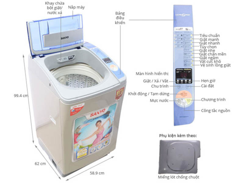 Các chế độ giặt trên máy giặt Sanyo đời cũ