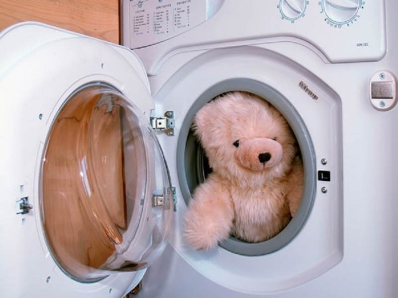 Sấy gấu bông sau khi giặt bằng máy giặt