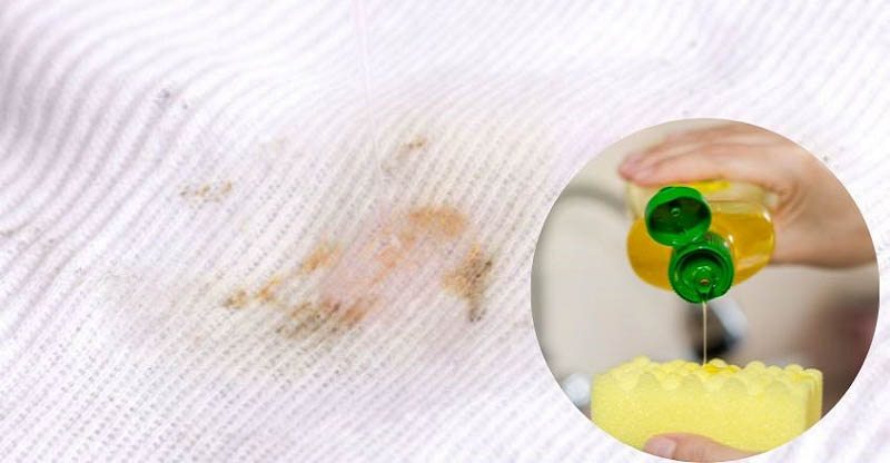 Sử dụng nước rửa chén để tẩy vết dầu mỡ trên quần áo