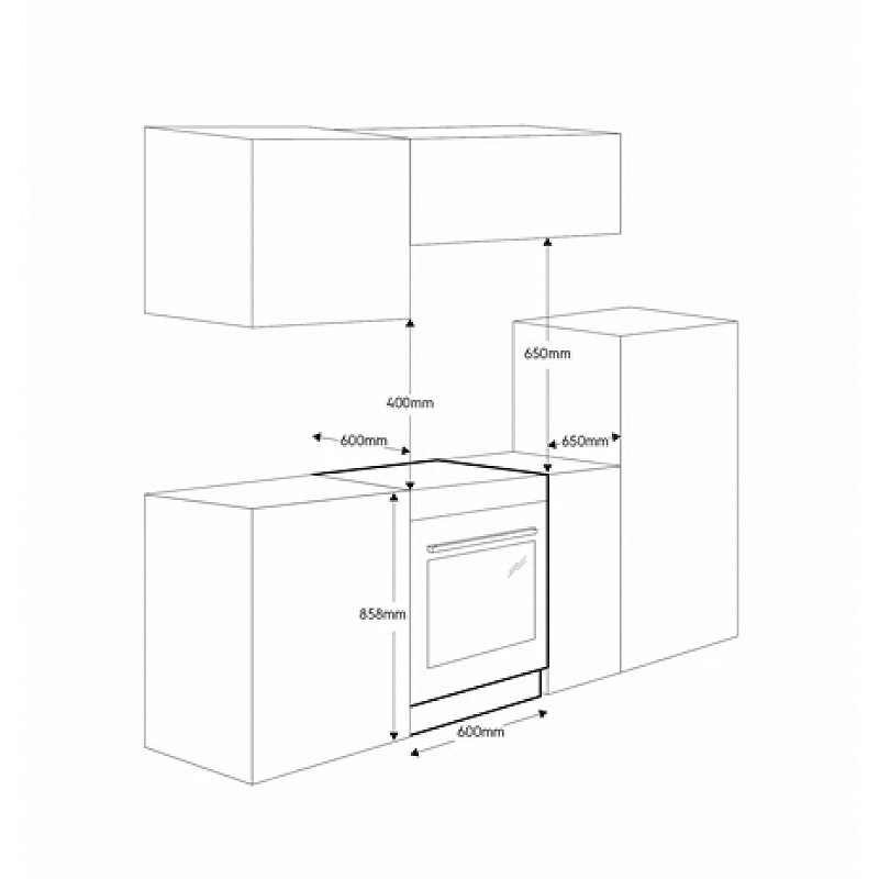 Kích thước bếp từ kết hợp lò nướng Electrolux LKI640200X và kích thước tủ bếp lắp đặt