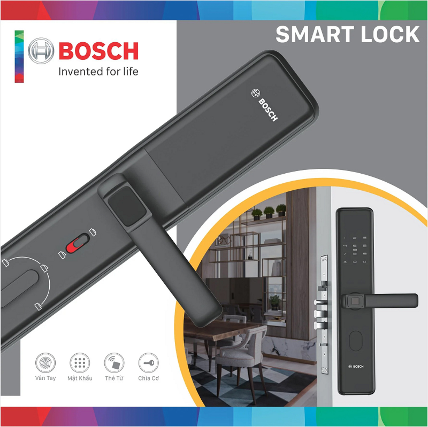 Khóa điện tử Bosch GD.ID 30B EU Black tích hợp nhiều tính năng hiện đại