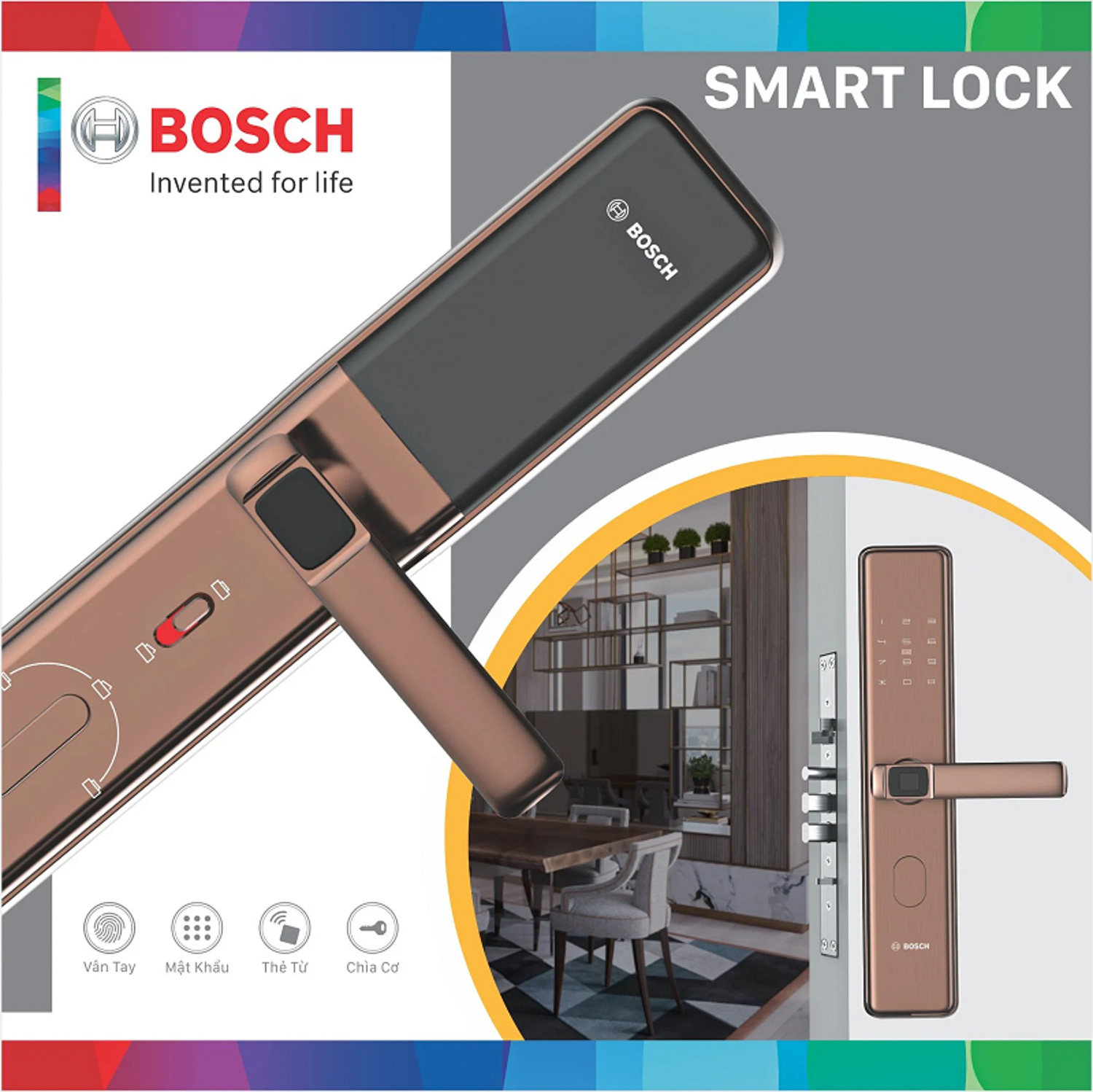 Khóa điện tử Bosch GD.ID 30B AMBER GOLD App