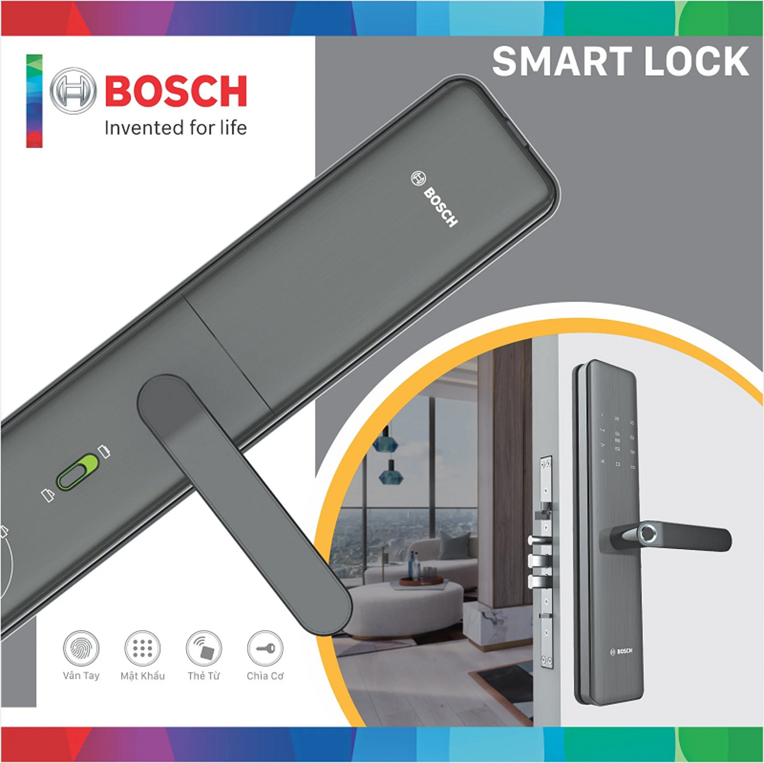 Khóa điện tử Bosch GD.ID 40P EU GRAY tích hợp nhiều tính năng hiện đại