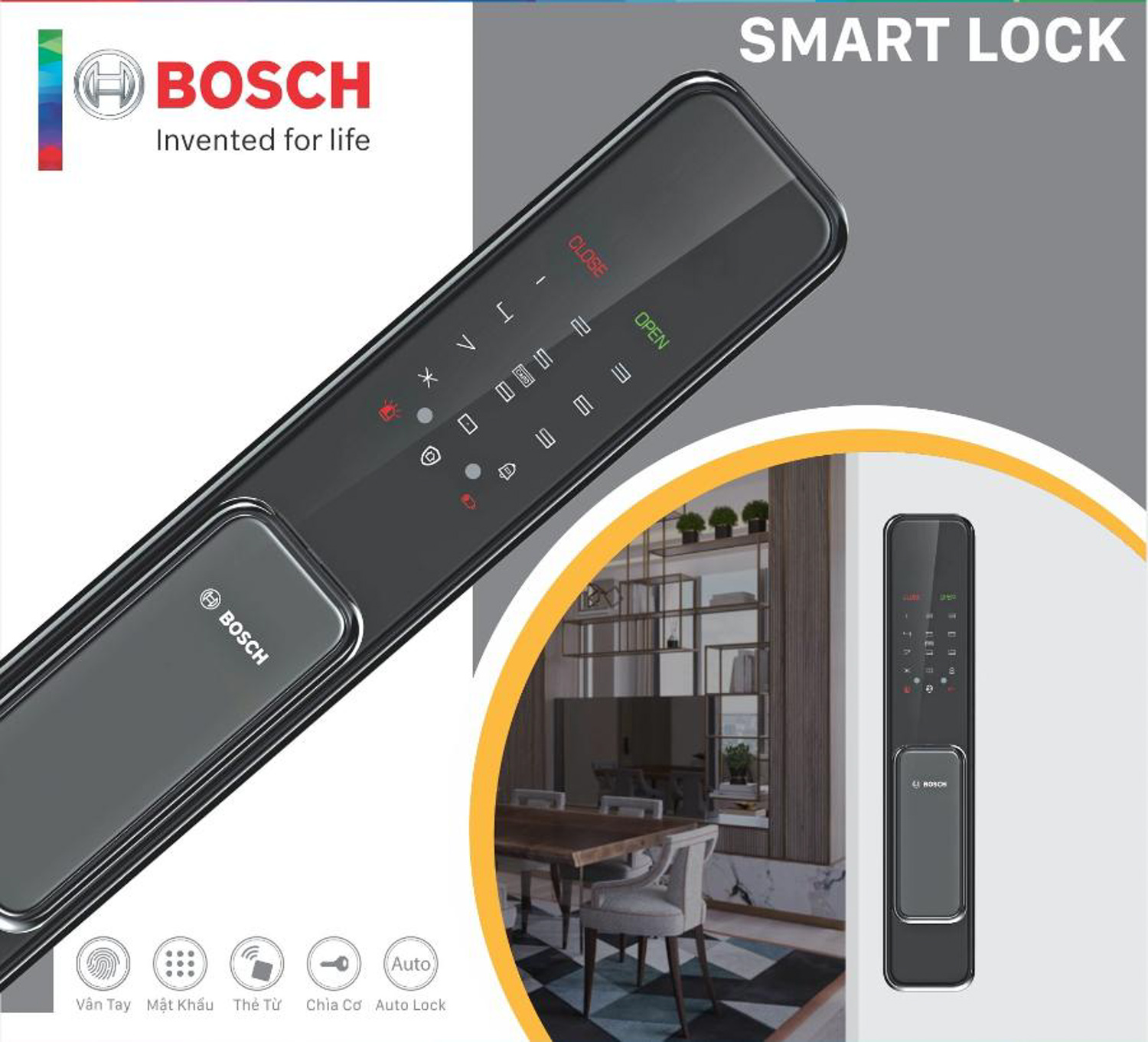 Khóa điện tử Bosch GD.EL 600 EU GRAY App được sản xuất theo tiêu chuẩn chất lượng Đức