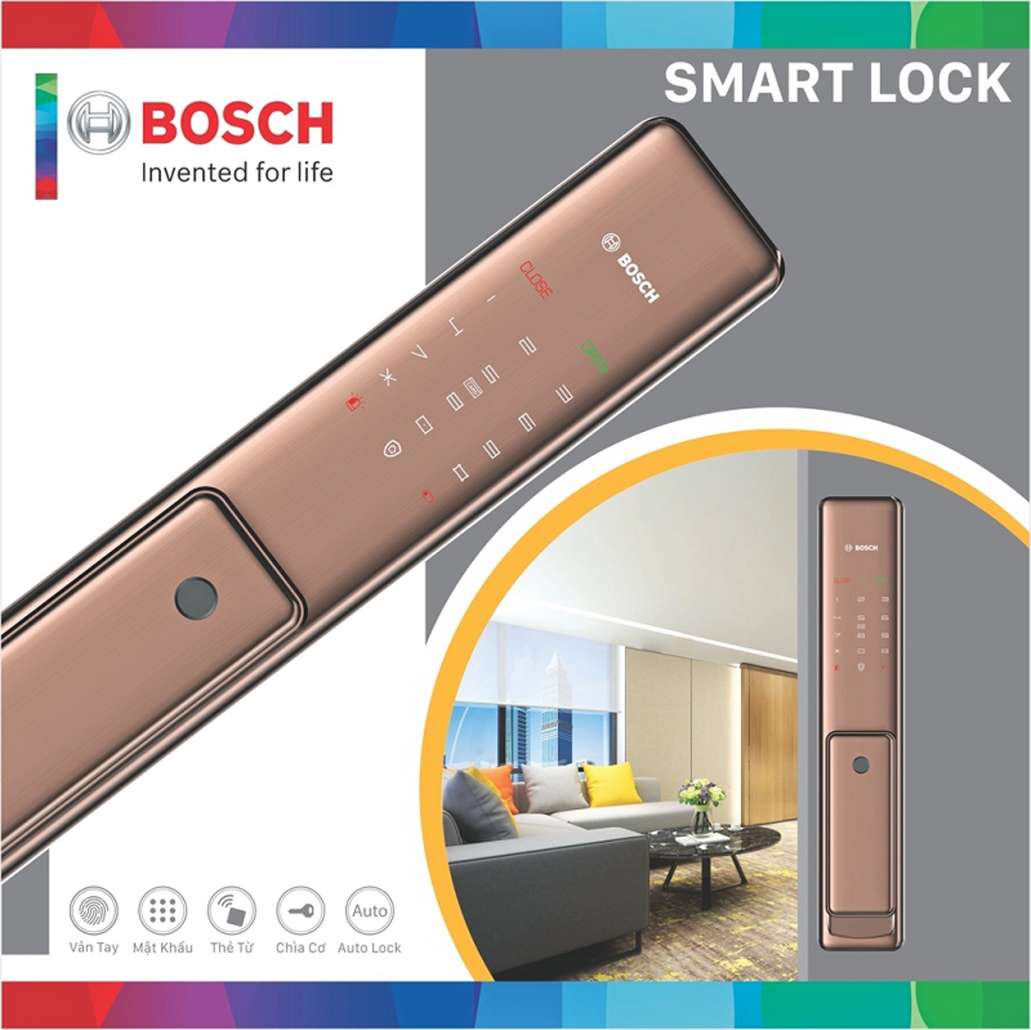 Khóa điện tử Bosch GD.FU 750 EU AMBER GOLD tích hợp nhiều tính năng hiện đại