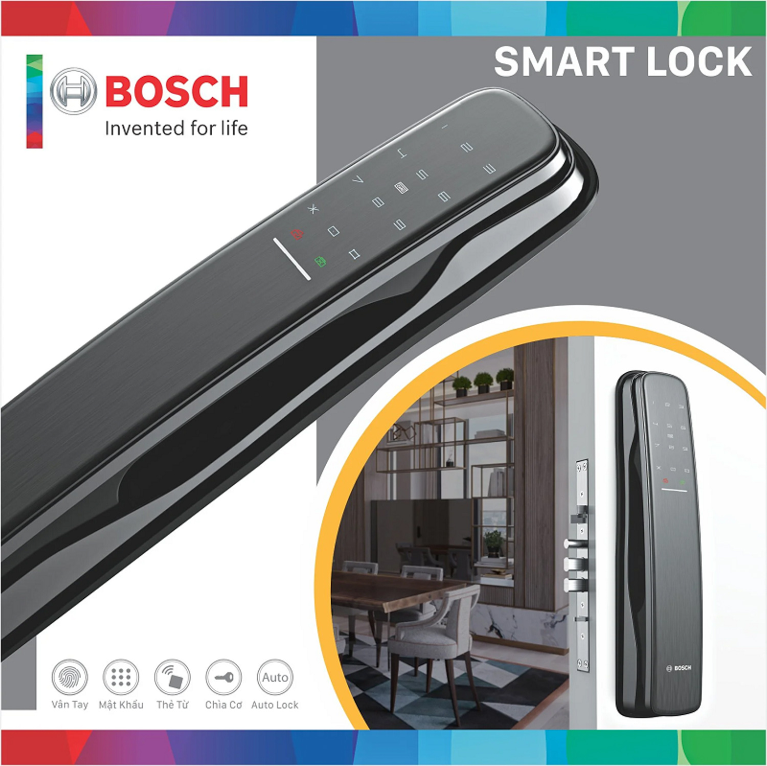 Khóa điện tử Bosch GD.EL 800A EU Gray tích hợp nhiều tính năng hiện đại