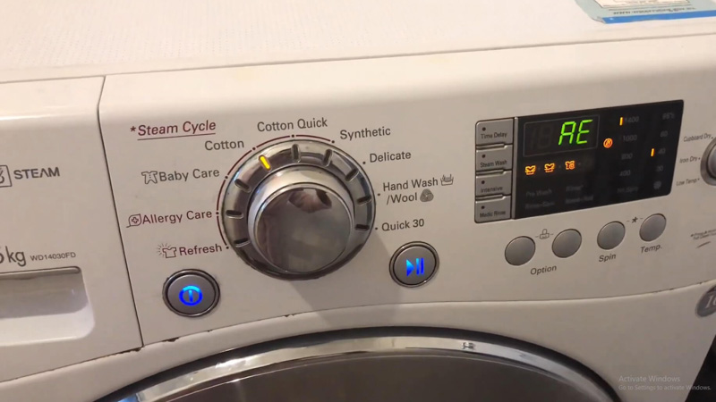 Lỗi AE trên máy giặt LG đề cập đến hiện tượng mất nguồn điện
