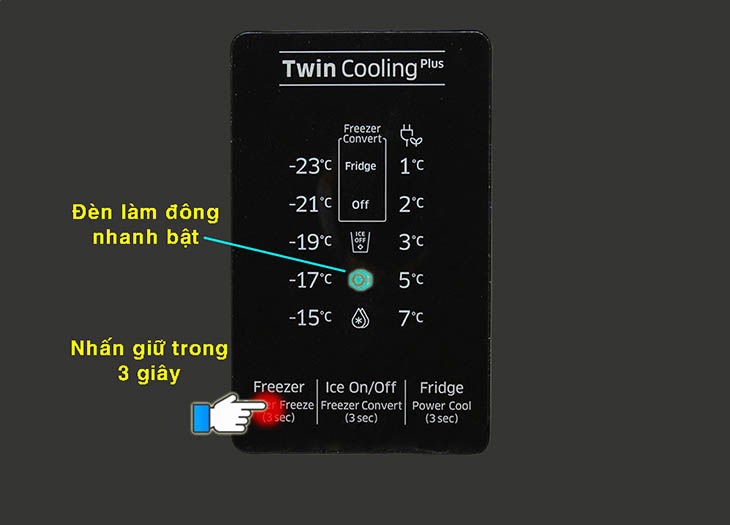 Cách điều chỉnh nhiệt độ tủ lạnh Samsung bảng điều khiển