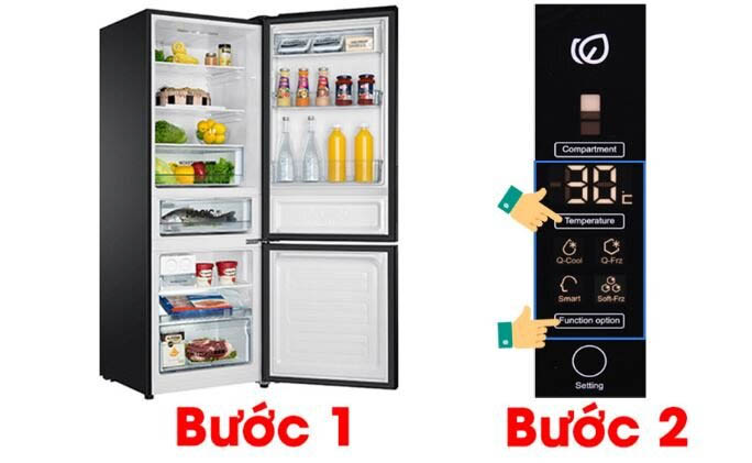 Cách chỉnh tủ lạnh Aqua với bảng điều khiển