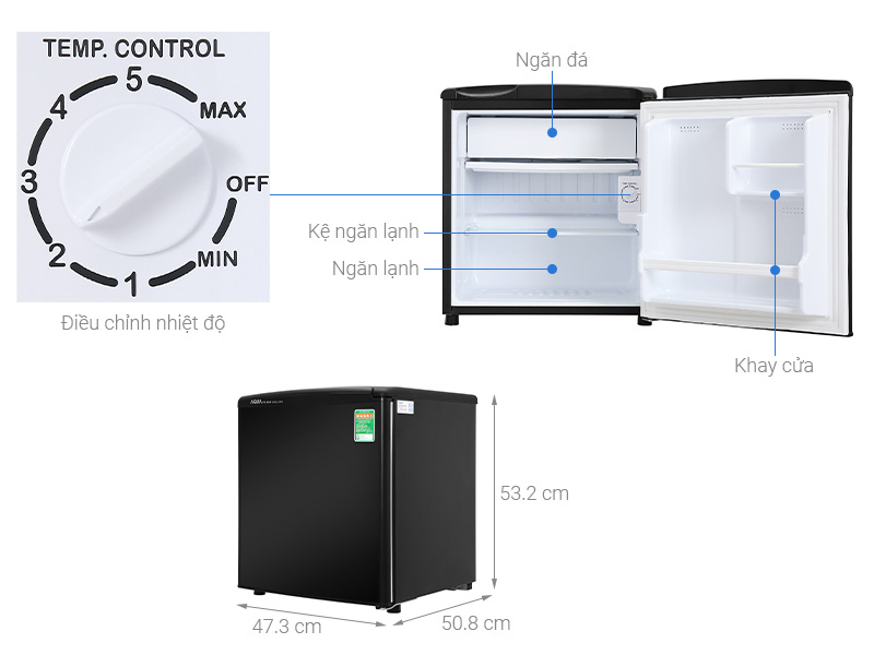 Tủ lạnh 50 lít Aqua AQR-D59FA(BS)