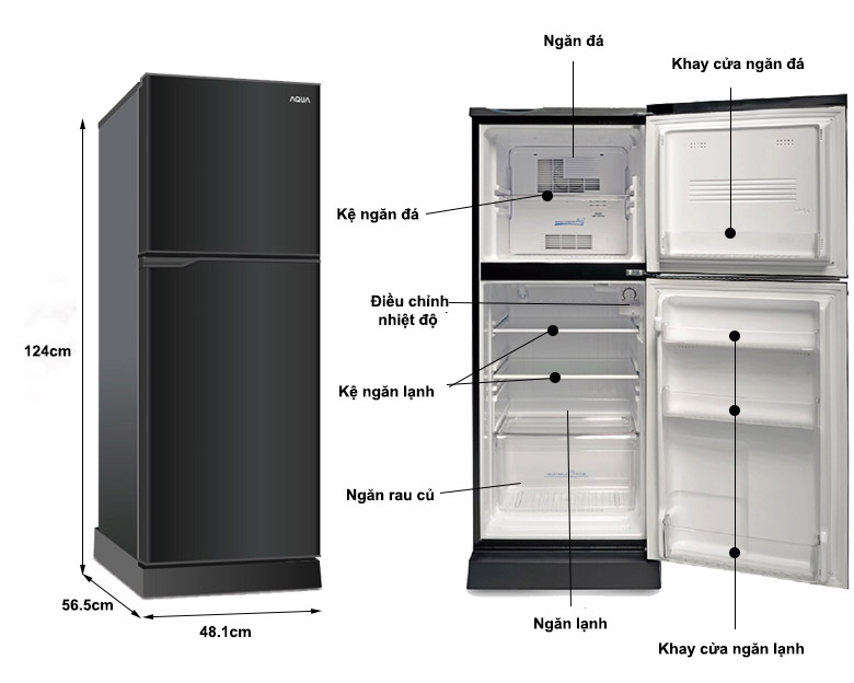 Tủ lạnh Aqua Inverter 226 lít AQR-I247BN (DC) giá tốt, có trả góp