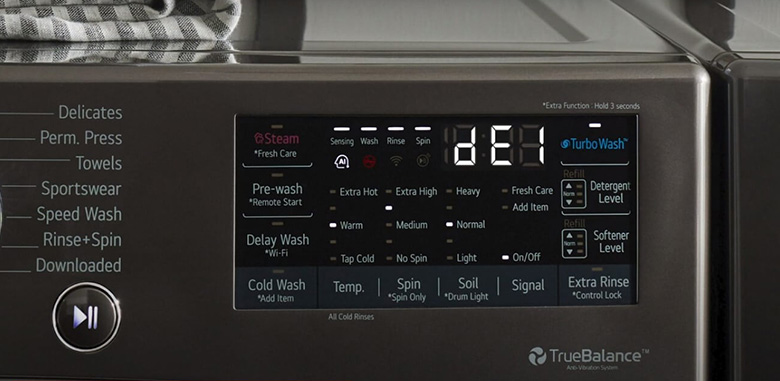 Lỗi DE1 trên máy giặt LG sẽ hiển thị trên màn hình