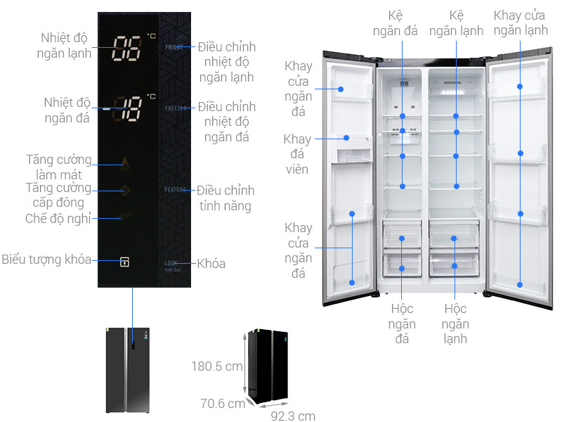 Thông số tủ lạnh Side by Side Electrolux ESE6201BG