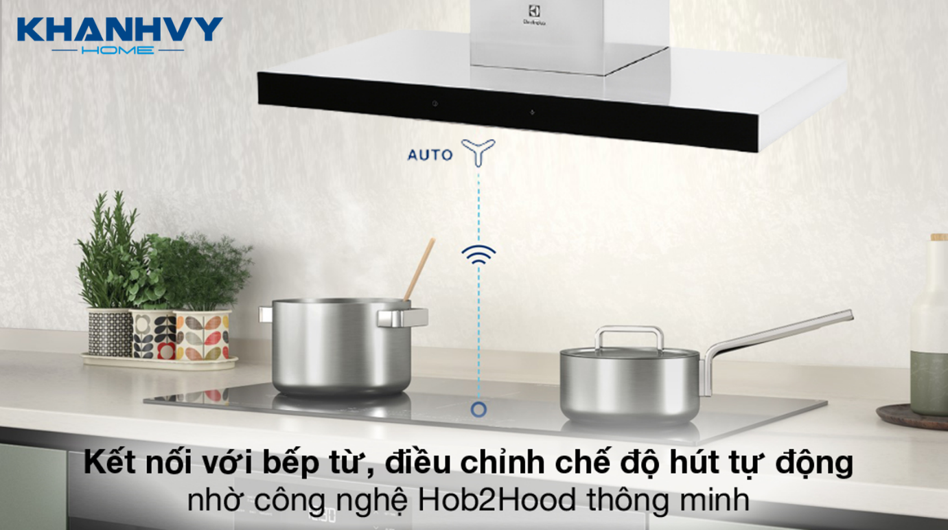 Tính năng Hob2Hood thông minh giúp kết nối với bếp từ và tự động điều chỉnh chế độ hút mùi