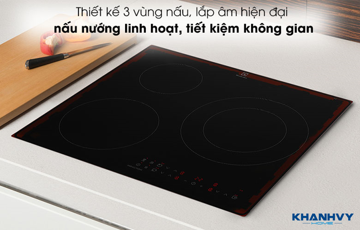 Bếp từ 3 vùng nấu 60cm Electrolux LIT60336 được thiết kế âm tủ sang trọng, hiện đại, phù hợp mọi không gian nhà bếp