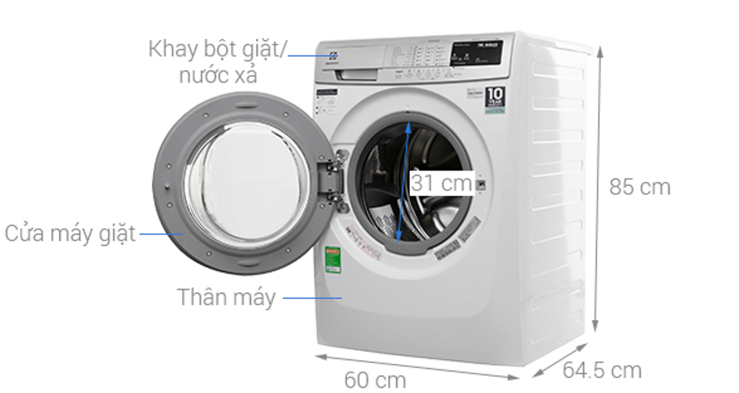 Kích thước máy giặt Electrolux 9Kg EWF12944