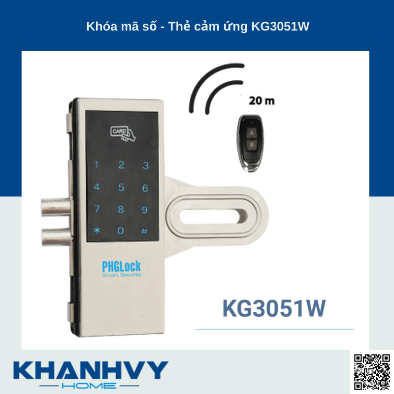 Sản phẩm khóa mã số - thẻ cảm ứng PHGlock KG3051W sở hữu thiết kế sang trọng và hiện đại thích hợp với mọi loại cổng