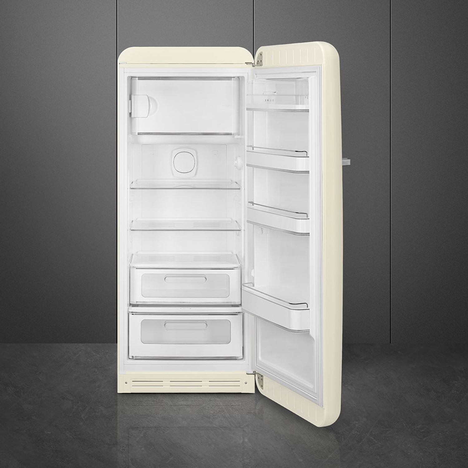Thiết kế các ngăn kệ bên trong tủ lạnh SMEG, cửa đơn, độc lập, 50’S STYLE FAB28RCR3 535.14.545