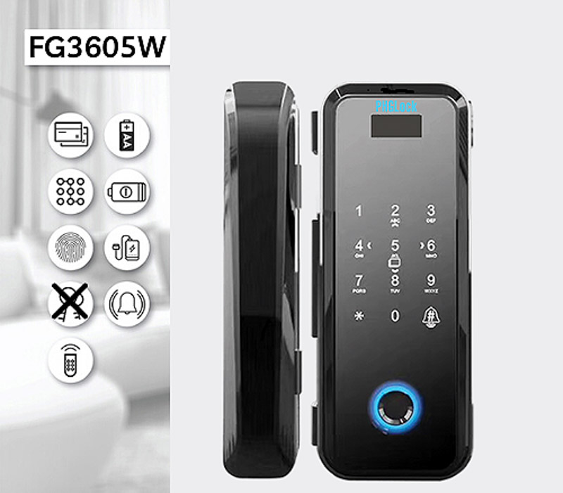 Sản phẩm khóa cửa kính PHGlock FG3605W-B Remote sở hữu thiết kế hiện đại và sang trọng