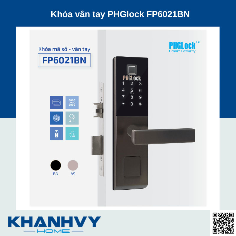 Sản phẩm khóa vân tay PHGlock FP6021BN |A sở hữu thiết kế hiện đại và sang trọng