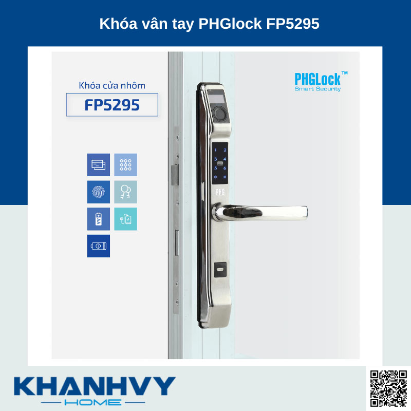 Sản phẩm khóa vân tay PHGlock FP5295S sở hữu thiết kế hiện đại và sang trọng
