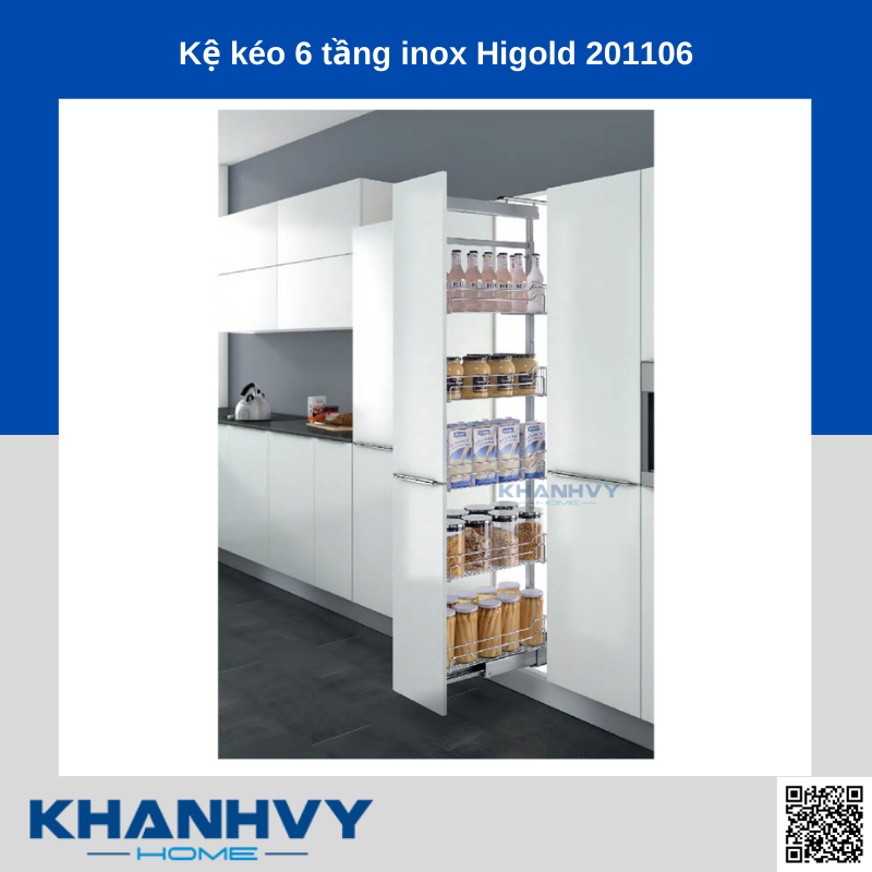 Sản phẩm kệ kéo 6 tầng inox Higold 201106 chính hãng Higold tại Khánh Vy Home