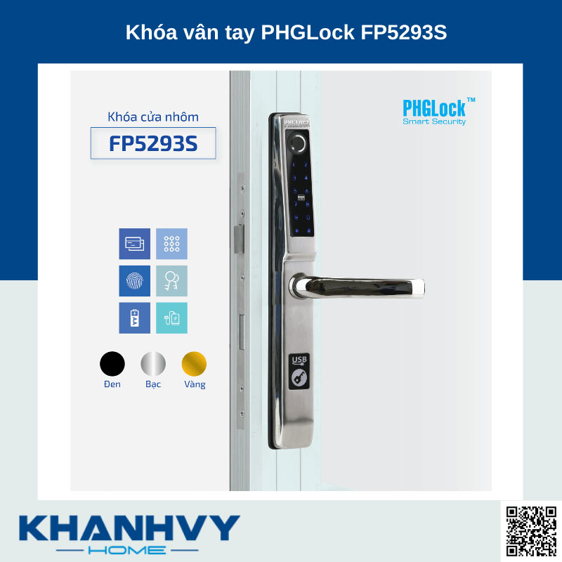 Sản phẩm khóa vân tay PHGlock FP5293S |A sở hữu thiết kế hiện đại và sang trọng