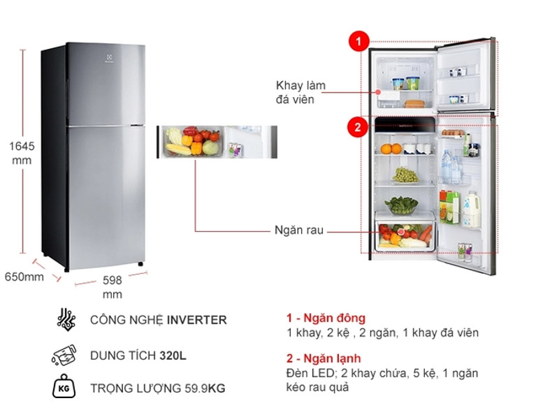 Thông số tủ lạnh Electrolux 320L ETB3400J-A