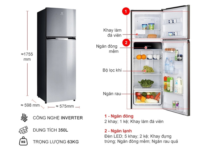 Thông số tủ lạnh Electrolux 350L ETB3700J-A