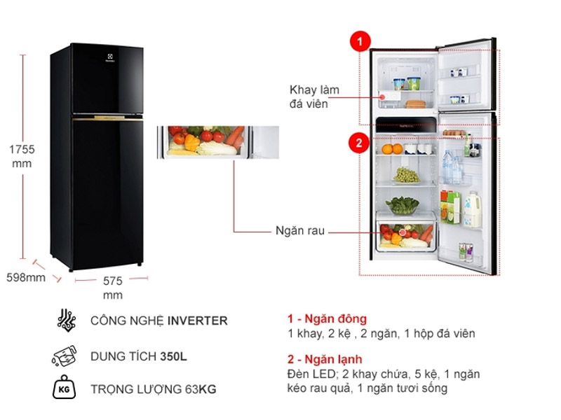 Thông số tủ lạnh Electrolux 350L ETB3700J-H
