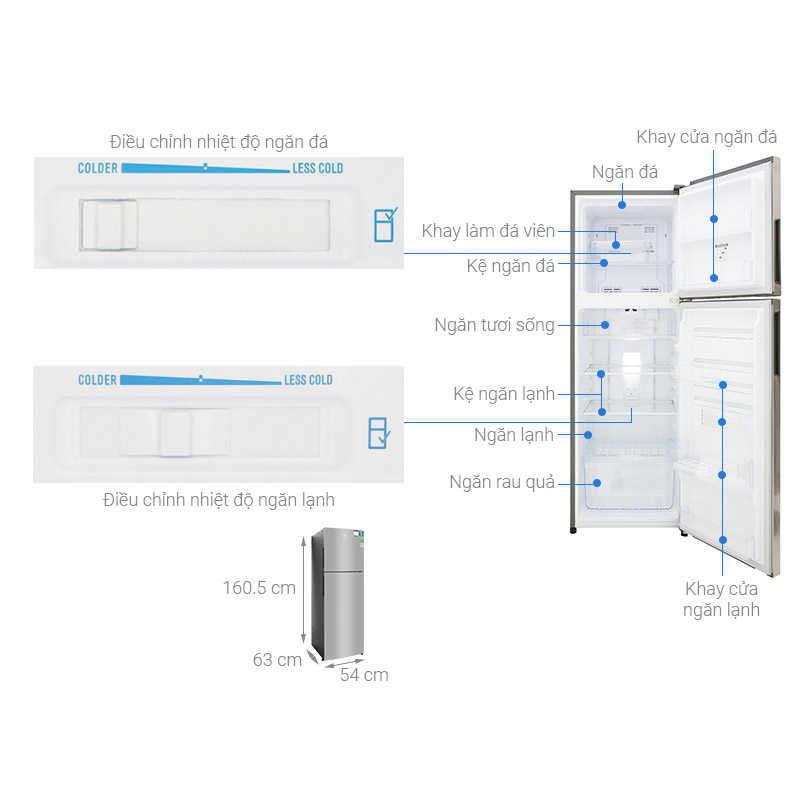 Thông số tủ lạnh Electrolux 256L ETB2802H-A