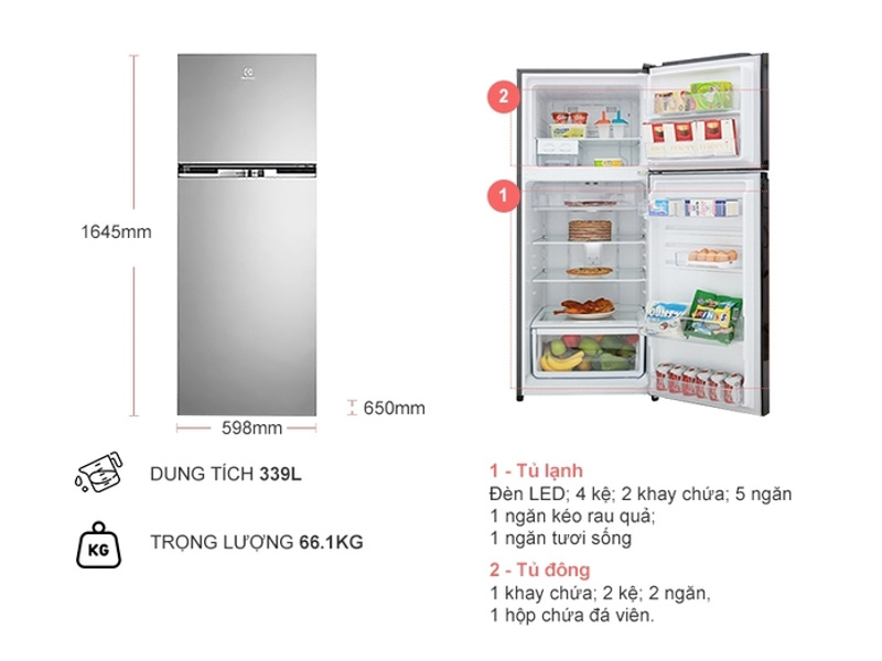 Thông số tủ lạnh Electrolux 320L ETB3400H-A