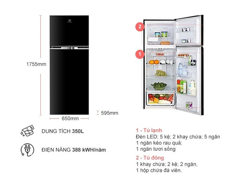 Thông số tủ lạnh Electrolux 350L ETB3700H-H