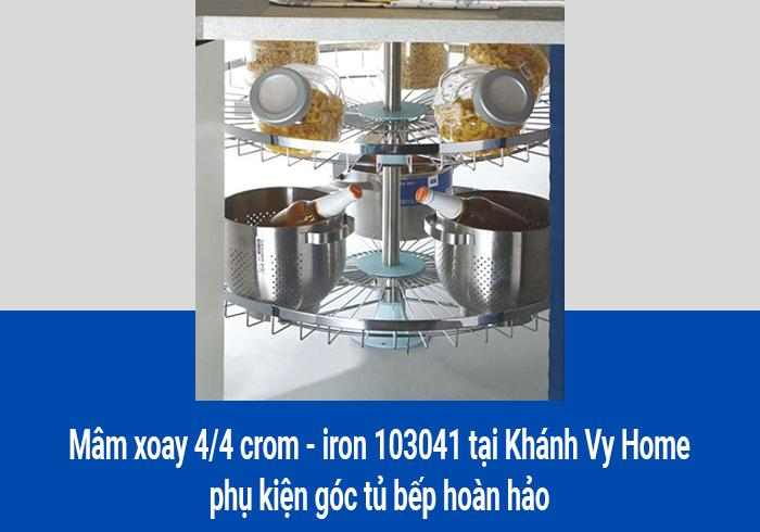  Mâm xoay 4/4 crom - iron 103041 tại Khánh Vy Home phụ kiện góc tủ bếp hoàn hảo