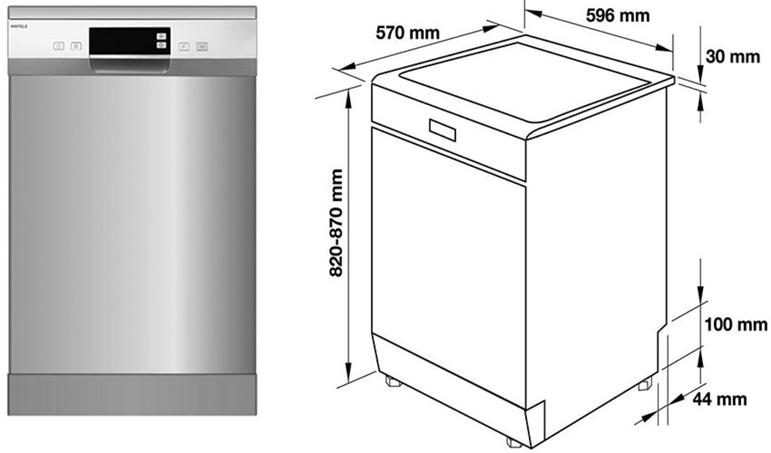 Các thông số kỹ thuật của máy rửa chén độc lập Hafele HDW-F60E 538.21.200