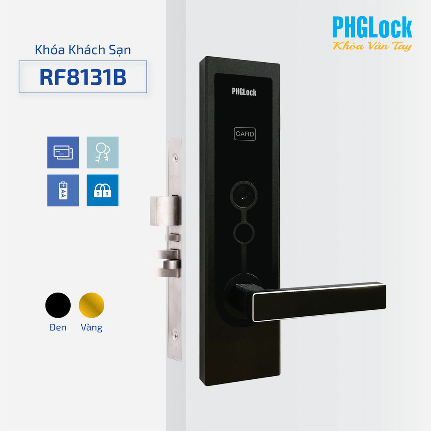 Sản phẩm khóa khách sạn PHGlock RF8131B - L sở hữu thiết kế đơn giản nhưng vô cùng hiện đại và sang trọng