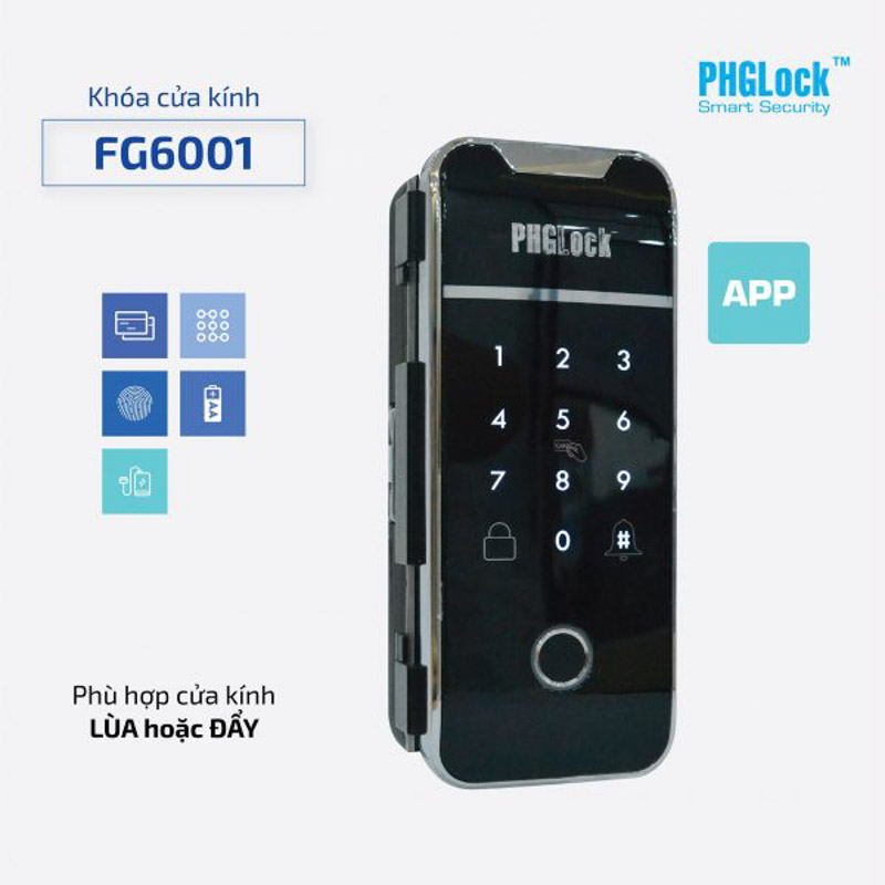 Sản phẩm khóa cửa kính PHGlock FG6001-APP sở hữu thiết kế hiện đại và sang trọng