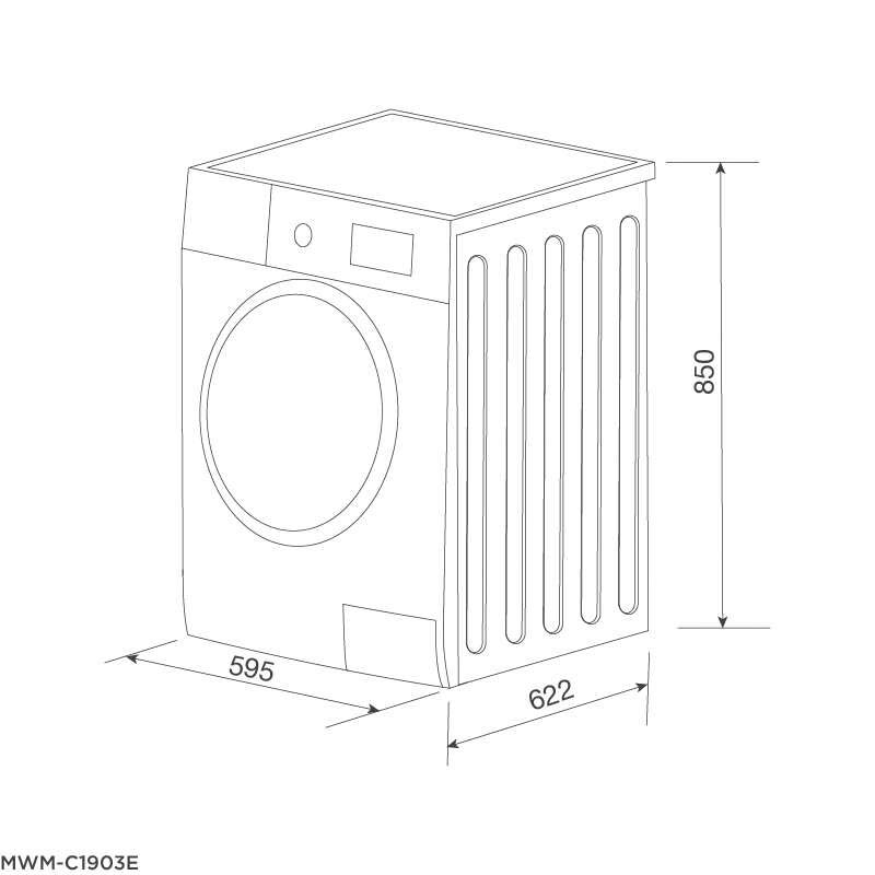 Kích thước máy giặt Malloca MWM-C1903E