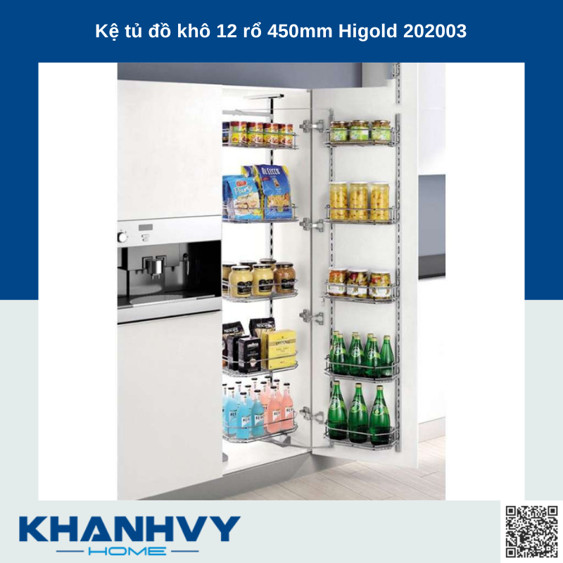 Sản phẩm kệ tủ đồ khô 12 rổ (450mm-600mm) 202003,202006 chính hãng Higold tại Khánh Vy Home