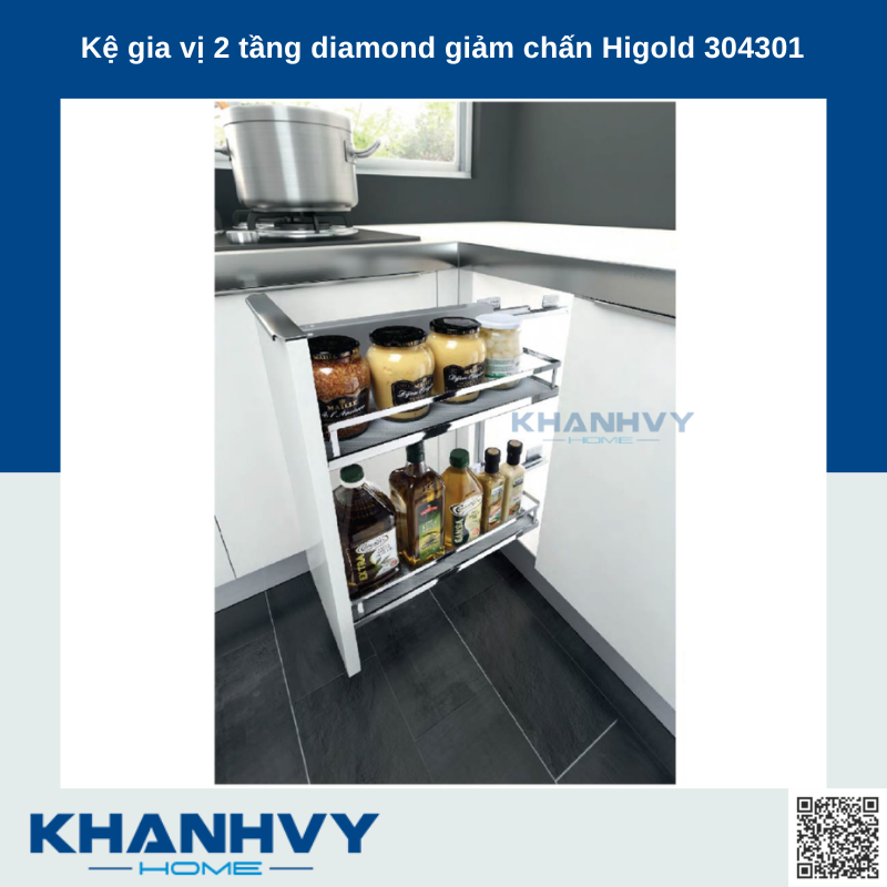 Sản phẩm kệ gia vị 2 tầng diamond giảm chấn 304302, 304301 chính hãng Higold tại Khánh Vy Home
