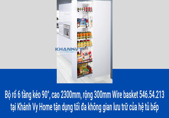 Bộ rổ 6 tầng kéo 90°, cao 2300mm, rộng 300mm Wire basket 546.54.213 tại Khánh Vy Home tận dụng tối đa không gian lưu trữ của hệ tủ bếp