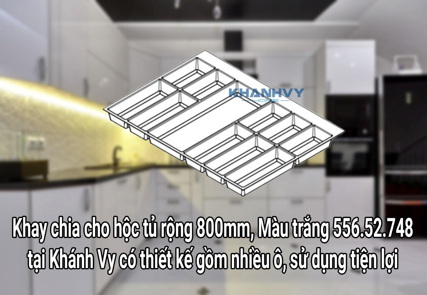 Khay chia cho hộc tủ rộng 600mm, Màu xám nhạt 556.52.546 tại Khánh Vy Home lắp đặt dễ dàng