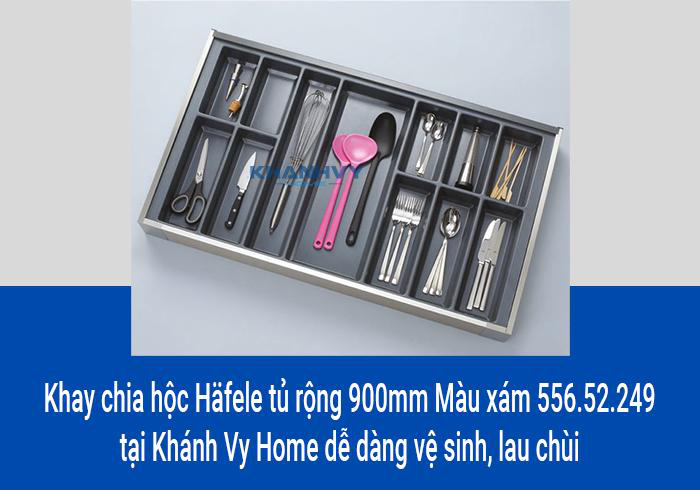 Khay chia hộc Häfele tủ rộng 900mm Màu xám 556.52.249 tại Khánh Vy Home dễ dàng vệ sinh, lau chùi
