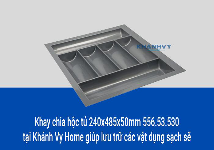 Khay chia hộc tủ 240x485x50mm 556.53.530 tại Khánh Vy Home giúp lưu trữ các vật dụng sạch sẽ