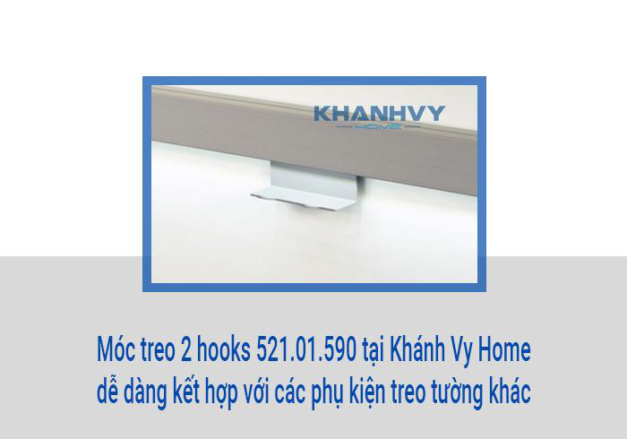 Móc treo 2 hooks 521.01.590 tại Khánh Vy Home dễ dàng kết hợp với các phụ kiện treo tường khác