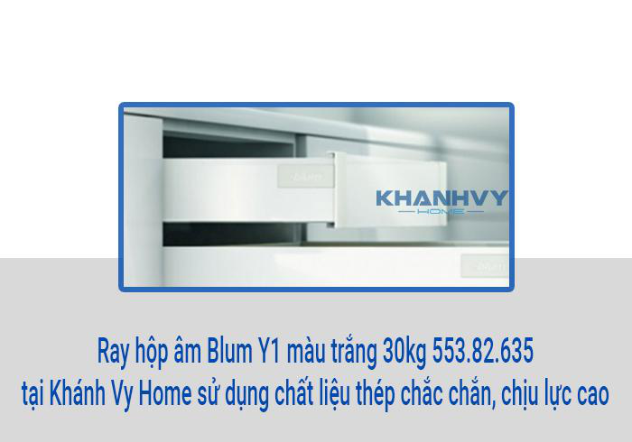 Ray hộp âm Blum Y1 màu trắng 30kg 553.82.635 tại Khánh Vy Home sử dụng chất liệu thép chắc chắn, chịu lực cao