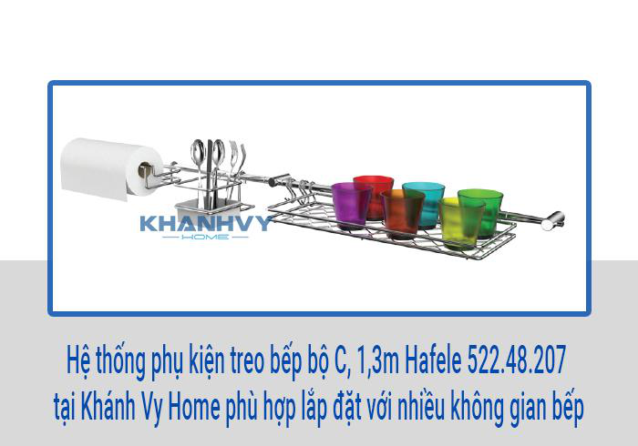 Hệ thống phụ kiện treo bếp bộ C, 1,3m Hafele 522.48.207 tại Khánh Vy Home phù hợp lắp đặt với nhiều không gian bếp